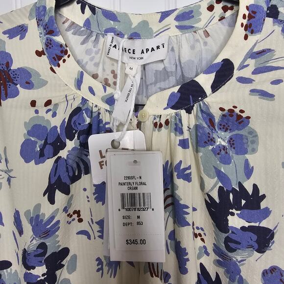 Apiece Apart Mona Long Sleeve Mini Dress Size Medium Painterly Floral Wedding - Picture 7 of 10